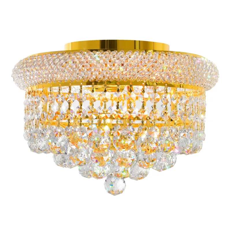 Empire 3 Light 12in Gold Flush Mount with Crystals — CWI Lighting LED Ceiling Lights  