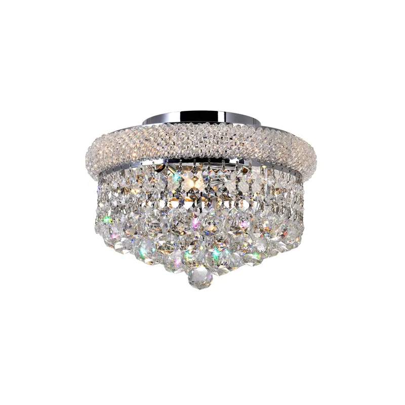 Empire 3 Light 12in Chrome Flush Mount with Crystals — CWI Lighting LED Ceiling Lights  