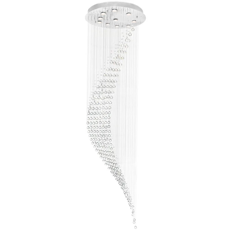 Ribbon 10 Light 26in Chrome Chandelier — CWI Lighting LED Pendant Lights  