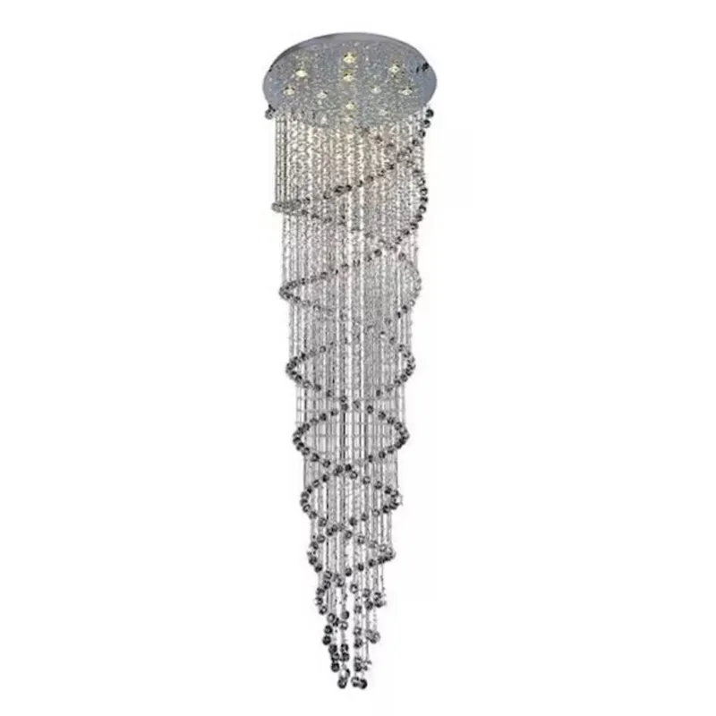 Double Spiral 12 Light 32in Chrome Chandelier — CWI Lighting LED Pendant Lights  