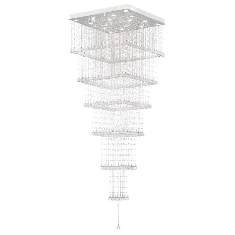 Square 16 Light Chandelier With Chrome Finish — CWI Lighting LED Pendant Lights  