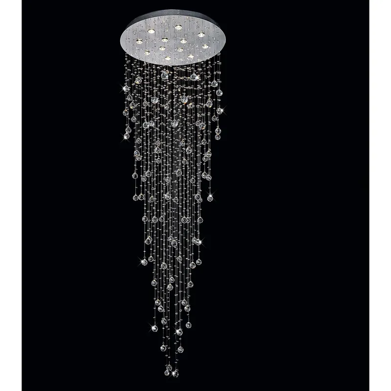 Rain Drop 12 Light 32in Chrome Chandelier — CWI Lighting LED Pendant Lights  