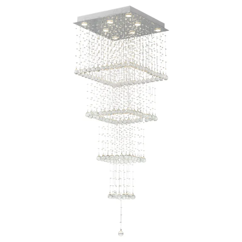 Square 8 Light Chandelier With Chrome Finish — CWI Lighting LED Pendant Lights  