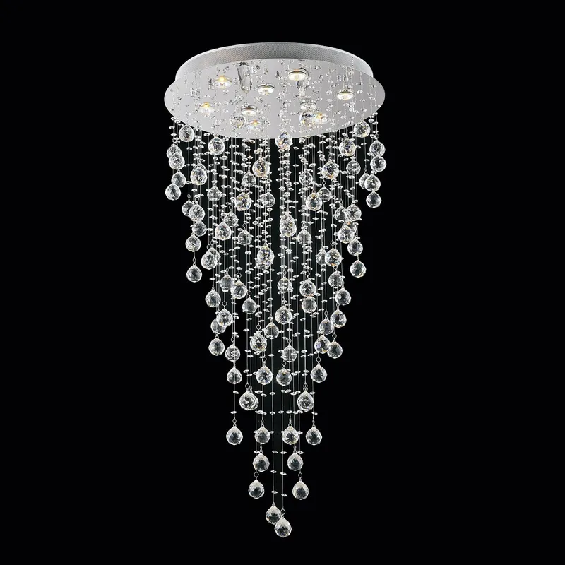Rain Drop 9 Light 24in Chrome Chandelier — CWI Lighting LED Pendant Lights  