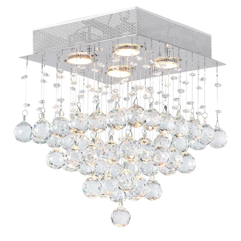 Square 4 Light Chandelier With Chrome Finish — CWI Lighting LED Pendant Lights  