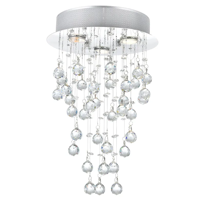 Rain Drop 3 Light 12in Chrome Chandelier — CWI Lighting LED Pendant Lights  