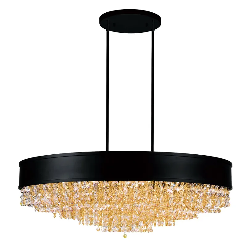 Medina 15 Light Drum Shade Chandelier With Black Finish — CWI Lighting LED Pendant Lights  