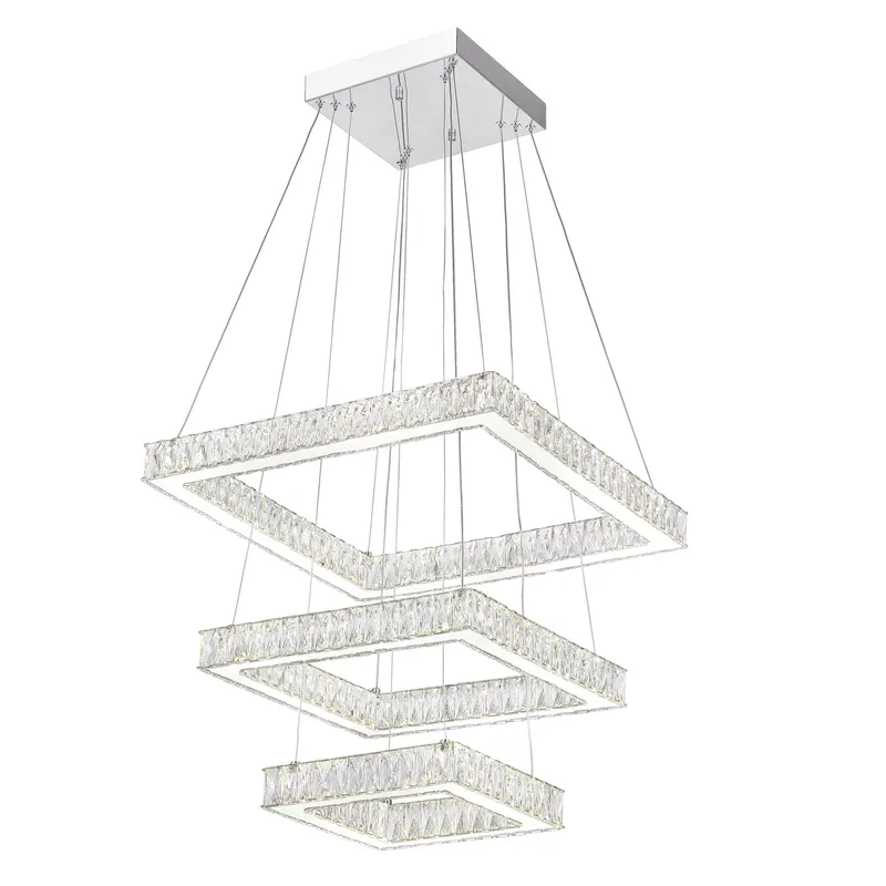 Florence Integrated LED 3-Tier Chrome Chandelier — CWI Lighting LED Pendant Lights  