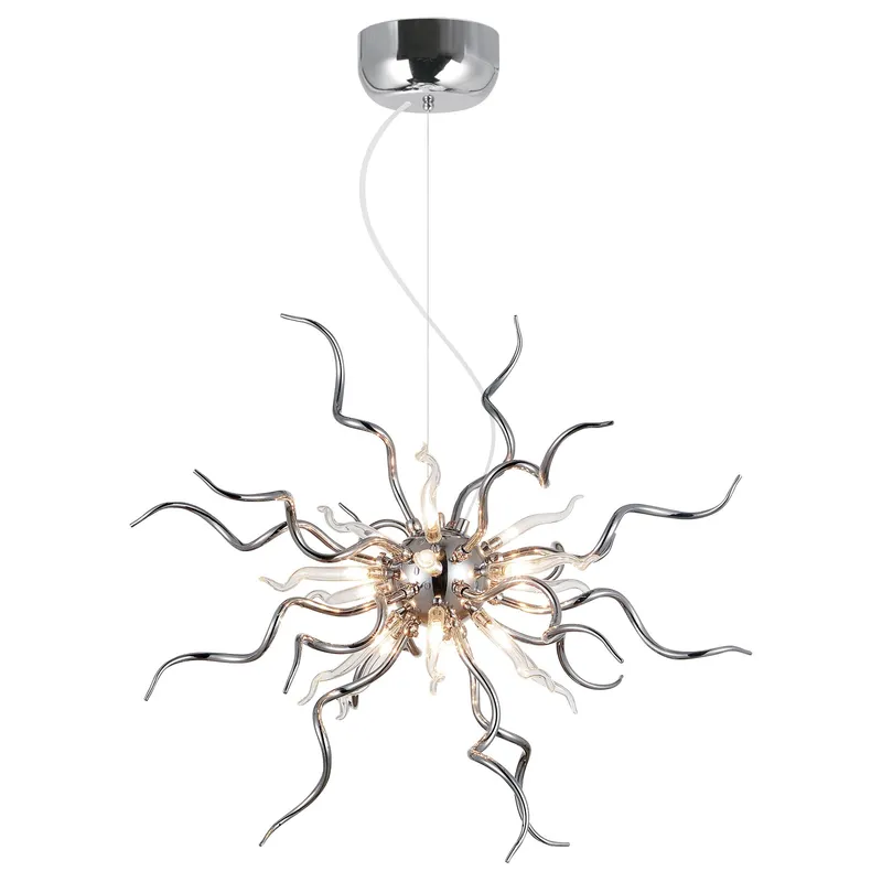 Twist 15 Light Chrome Chandelier — CWI Lighting LED Pendant Lights  