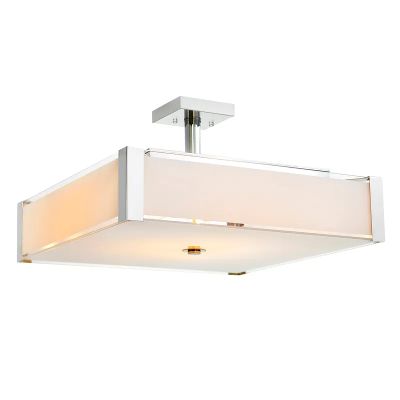 Lucie 5 Light 21in Chrome Square Drum Shade Flush Mount — CWI Lighting LED Ceiling Lights  