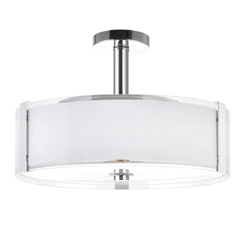 Lucie 5 Light 21in Chrome Round Drum Shade Flush Mount — CWI Lighting LED Ceiling Lights  