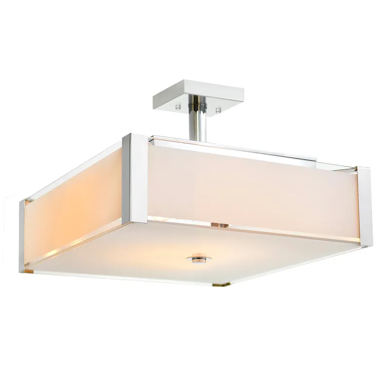 Lucie 4 Light 17in Chrome Square Drum Shade Flush Mount — CWI Lighting LED Ceiling Lights  