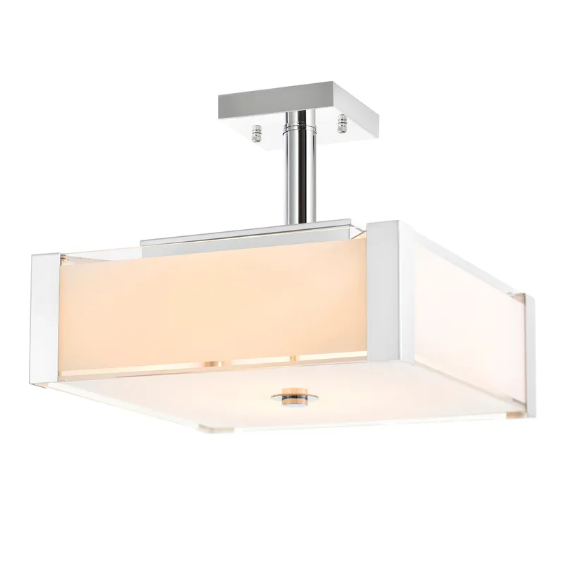 Lucie 3 Light 14in Chrome Square Drum Shade Flush Mount — CWI Lighting LED Ceiling Lights  