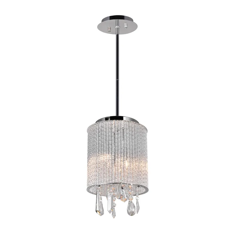 Benson 2 Light Drum Shade Mini Pendant With Chrome Finish — CWI Lighting LED Pendant Lights  