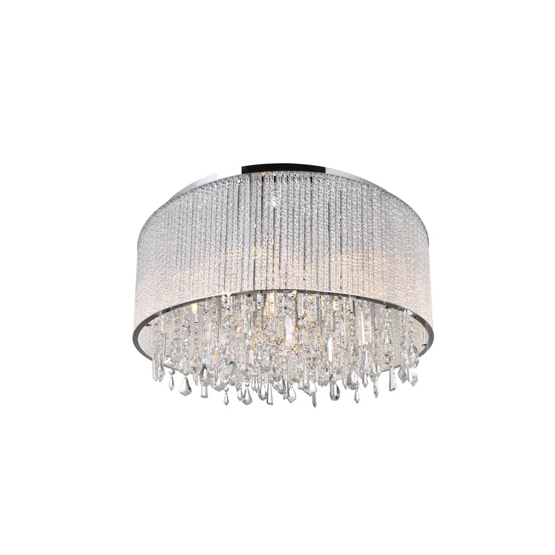 Benson 14 Light Drum Shade Flush Mount With Chrome Finish — CWI Lighting LED Ceiling Lights  