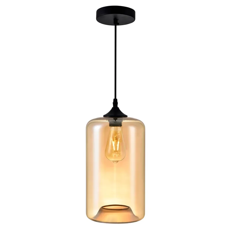 Glass 1 Light 7in Cognac Down Mini Pendant — CWI Lighting LED Pendant Lights  