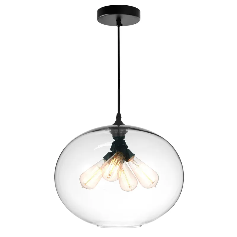 Glass 4 Light 16in Clear Down Pendant — CWI Lighting LED Pendant Lights  