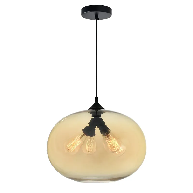 Glass 4 Light 16in Amber Down Pendant — CWI Lighting LED Pendant Lights  