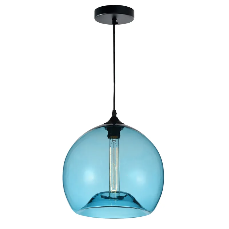 Glass 1 Light 12in Blue Down Mini Pendant — CWI Lighting LED Pendant Lights  