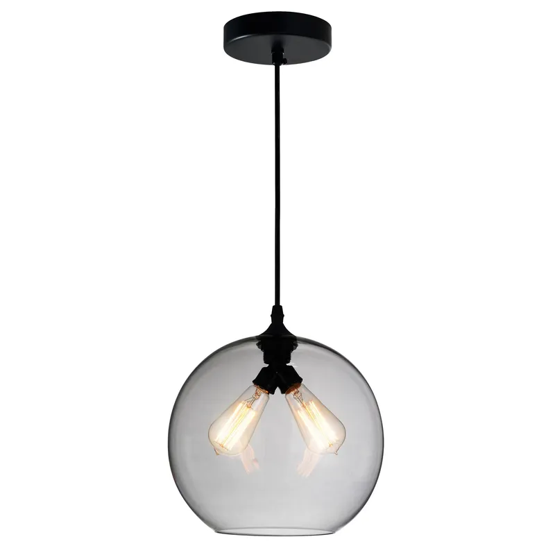Glass 2 Light 12in Smoke Down Mini Pendant — CWI Lighting LED Pendant Lights  