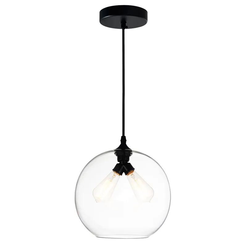 Glass 2 Light 12in Clear Down Mini Pendant — CWI Lighting LED Pendant Lights  