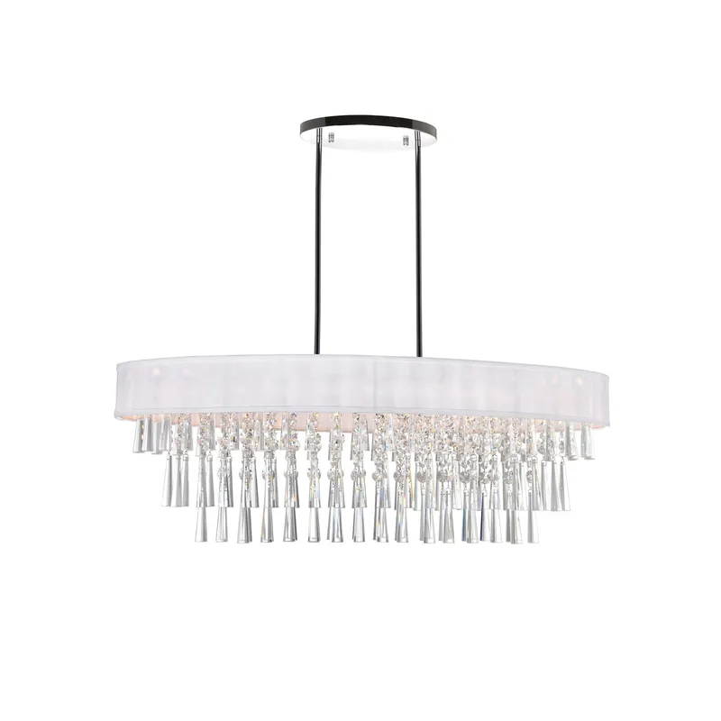 Franca 8 Light 38in Chrome Chandelier with Off White Shade — CWI Lighting LED Pendant Lights  