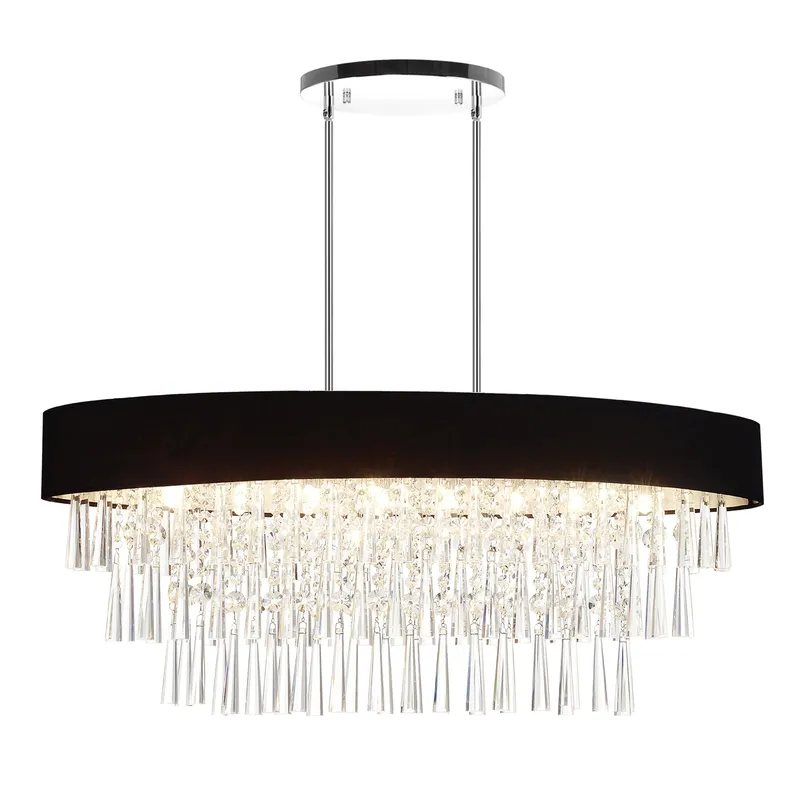 Franca 8 Light 38in Chrome Chandelier with Black Shade — CWI Lighting LED Pendant Lights  