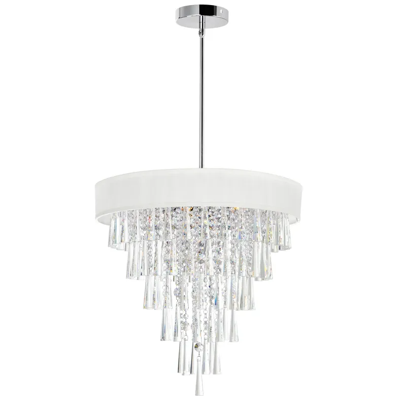 Franca 8 Light 22in Chrome Chandelier with Off White Shade — CWI Lighting LED Pendant Lights  