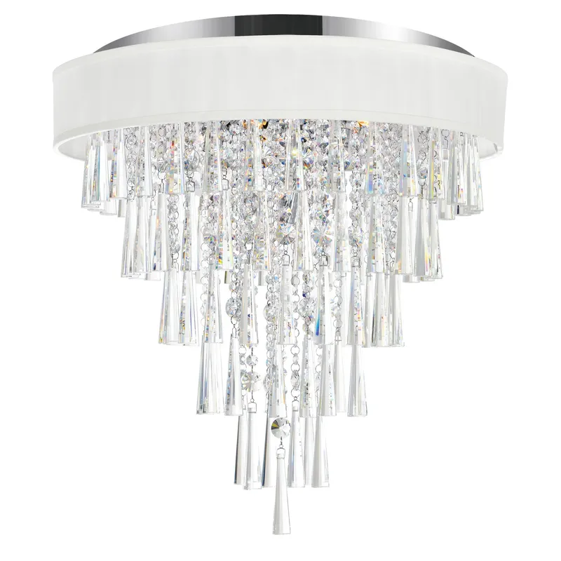 Franca 8 Light 22in Chrome Flush Mount with Off White Shade — CWI Lighting LED Ceiling Lights  