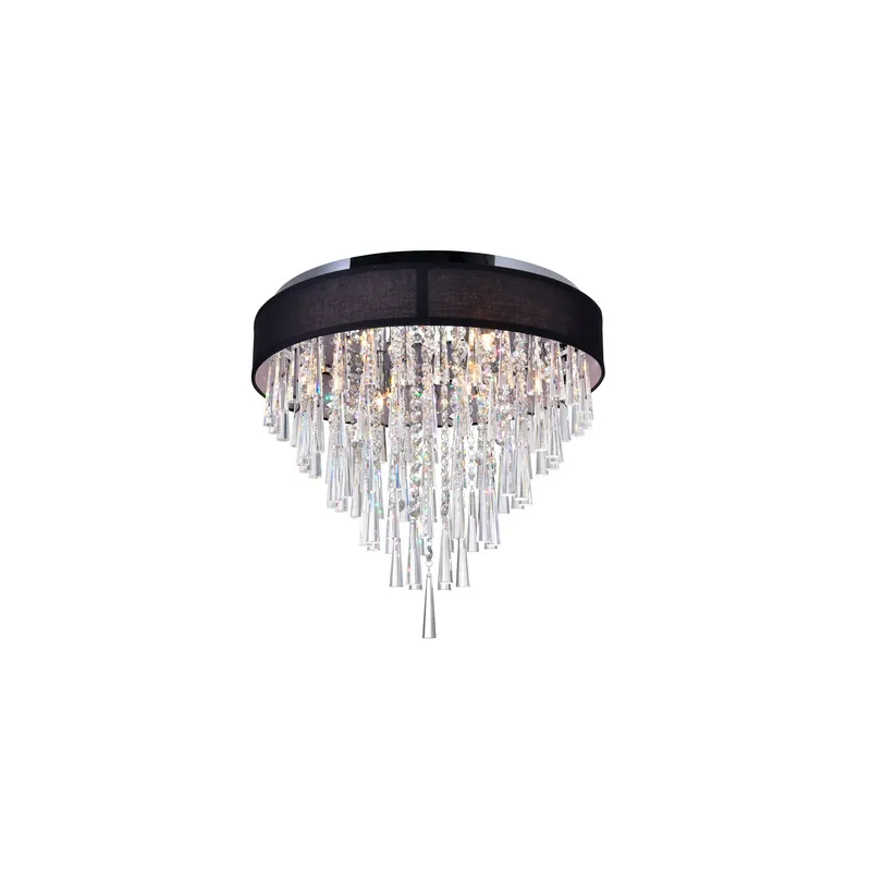 Franca 8 Light 22in Chrome Flush Mount with Black Shade — CWI Lighting LED Ceiling Lights  