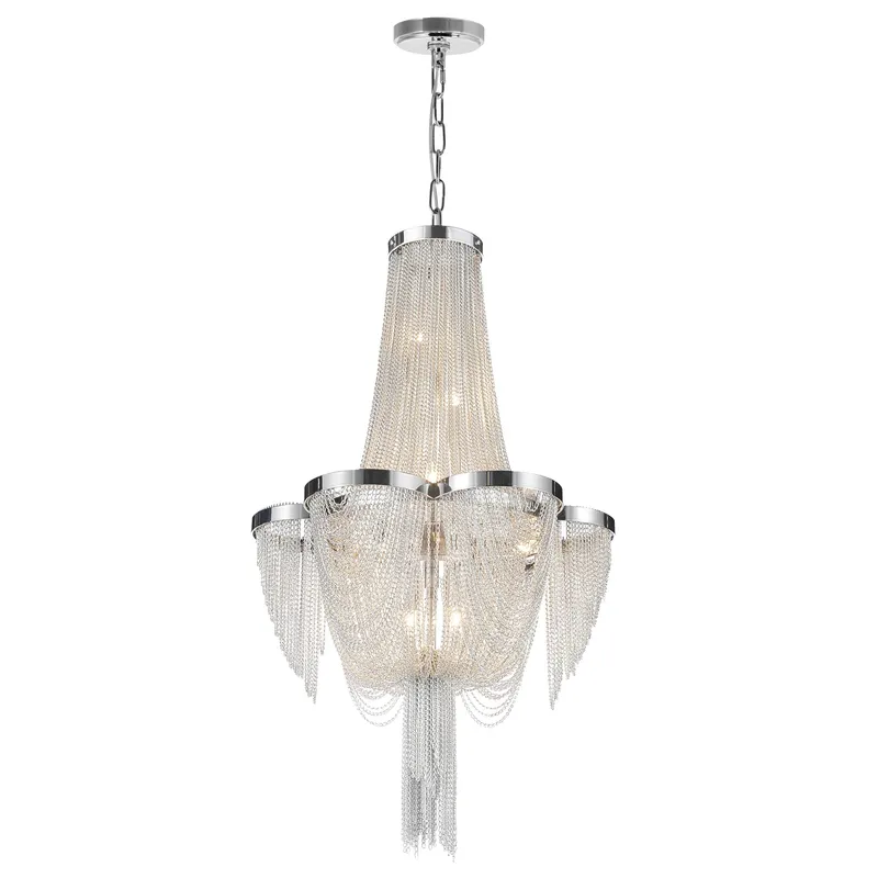 Taylor 7 Light Down Chandelier With Chrome Finish — CWI Lighting LED Pendant Lights  