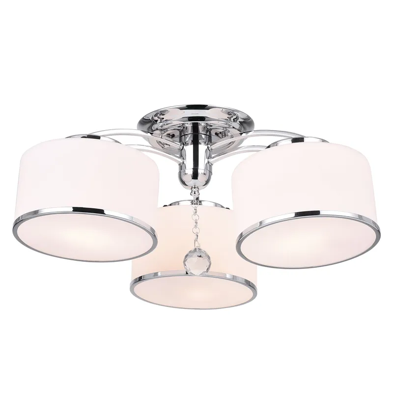Frosted 3 Light 24in Chrome Drum Shade Flush Mount — CWI Lighting LED Ceiling Lights  