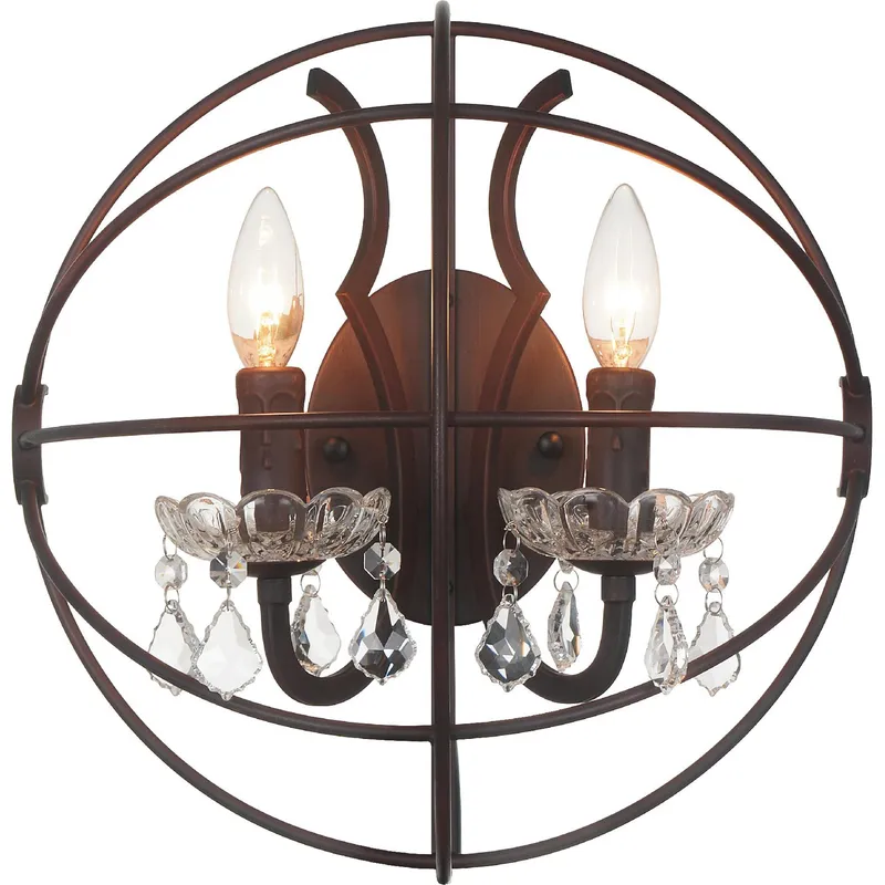 Campechia 2 Light Wall Sconce With Brown Finish — CWI Lighting LED Wall Lights  