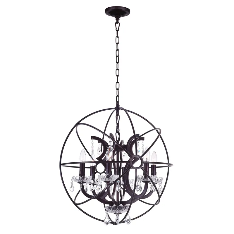 Campechia 6 Light Up Chandelier With Brown Finish — CWI Lighting LED Pendant Lights  