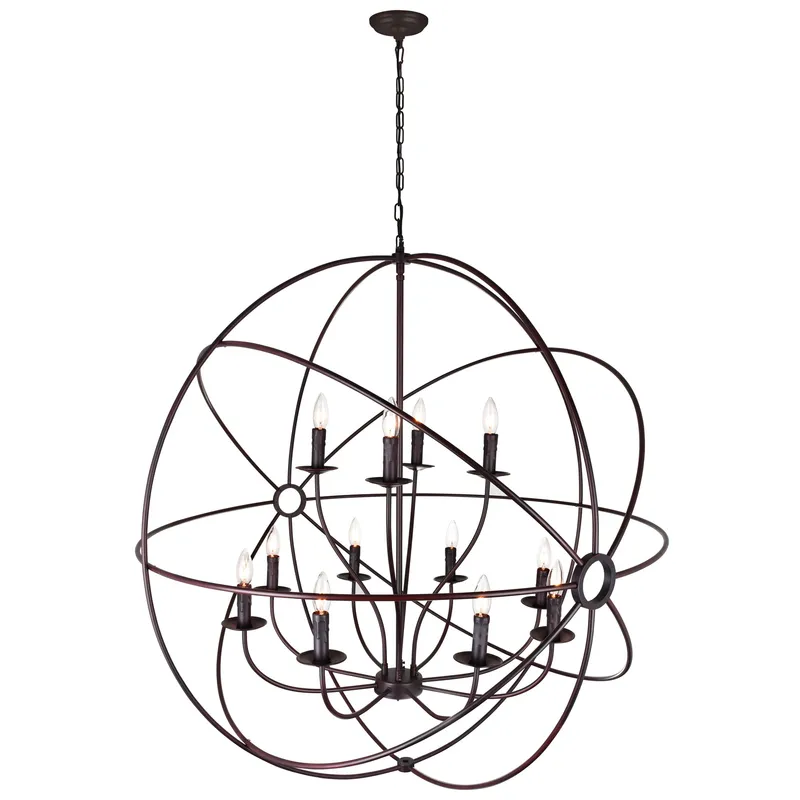 Arza 12 Light Brown Chandelier — CWI Lighting LED Pendant Lights  
