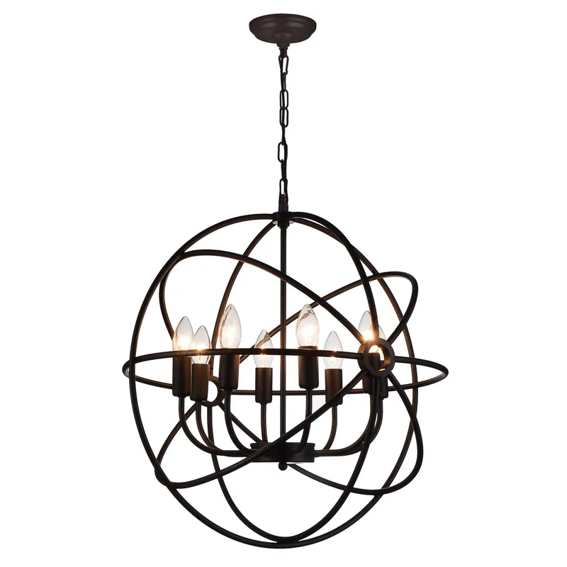 Arza 8 Light Up Chandelier With Brown Finish — CWI Lighting LED Pendant Lights  