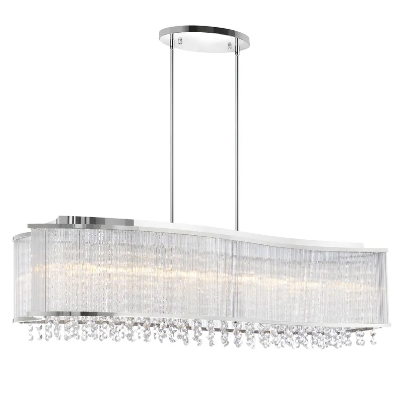 Elsa 6 Light 36in Chrome Drum Shade Chandelier — CWI Lighting LED Pendant Lights  