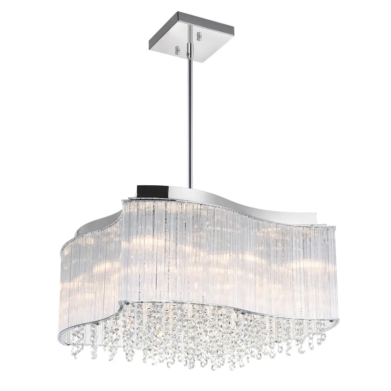 Elsa 10 Light 20in Chrome Drum Shade Chandelier — CWI Lighting LED Pendant Lights  