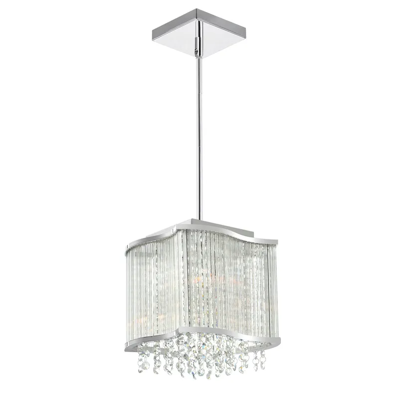 Elsa 3 Light 10in Chrome Drum Shade Mini Pendant — CWI Lighting LED Pendant Lights  