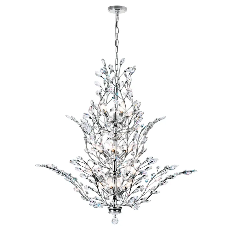 Ivy 18 Light 40in Chrome Chandelier — CWI Lighting LED Pendant Lights  