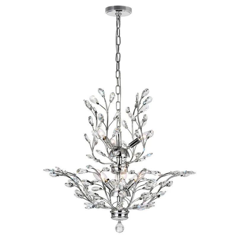 Ivy 9 Light 28in Chrome Chandelier — CWI Lighting LED Pendant Lights  