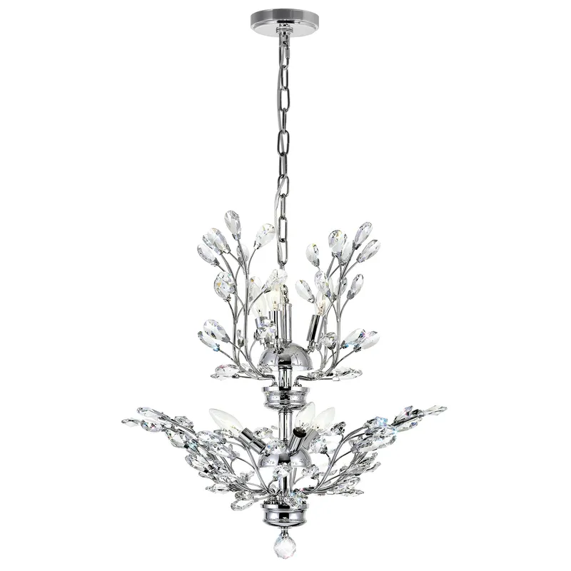 Ivy 6 Light 22in Chrome Chandelier — CWI Lighting LED Pendant Lights  