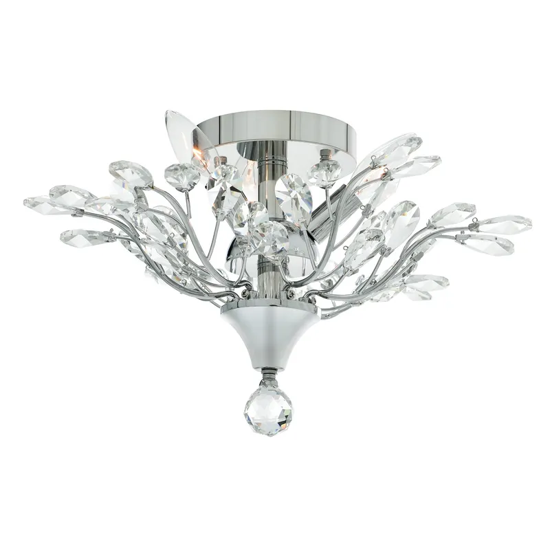 Ivy 3 Light 16in Chrome Drum Shade Flush Mount — CWI Lighting LED Ceiling Lights  