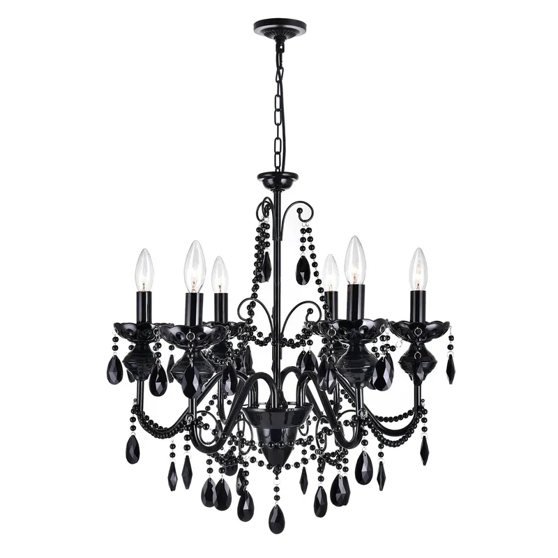Keen 6 Light 22in Black Chandelier — CWI Lighting LED Pendant Lights  