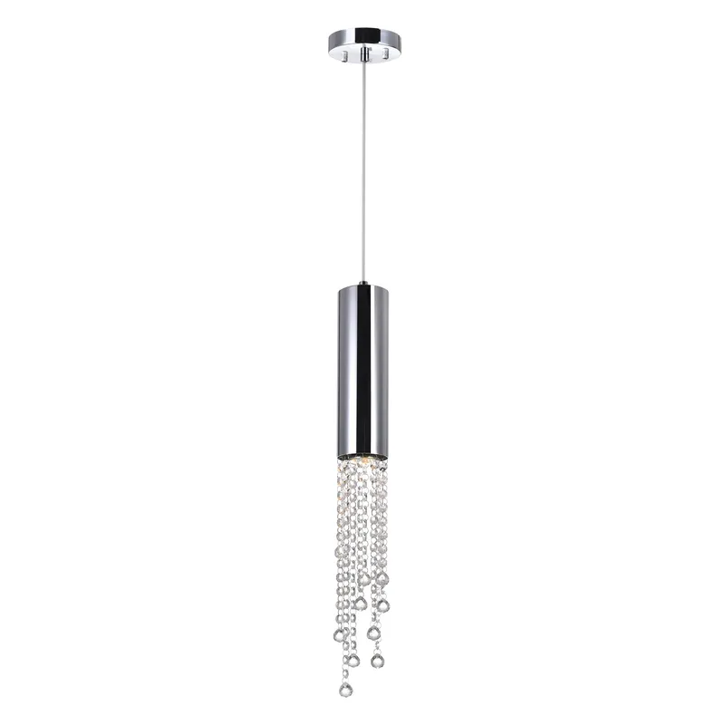 Extended 1 Light 5in Chrome Down Mini Pendant — CWI Lighting LED Pendant Lights  