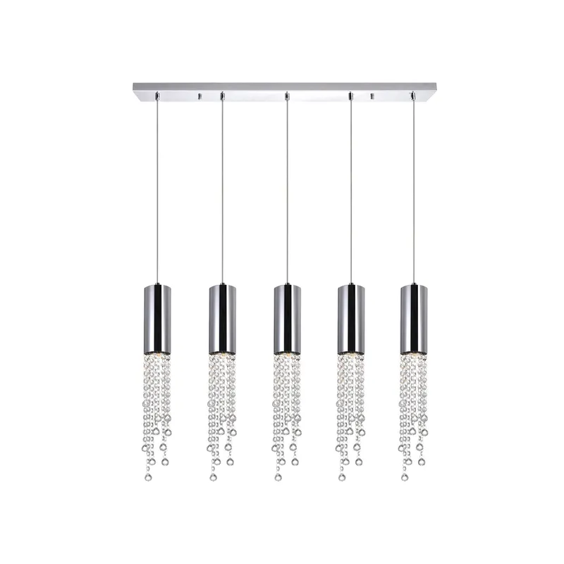 Extended 5 Light 40in Chrome Multi Light Pendant — CWI Lighting LED Pendant Lights  