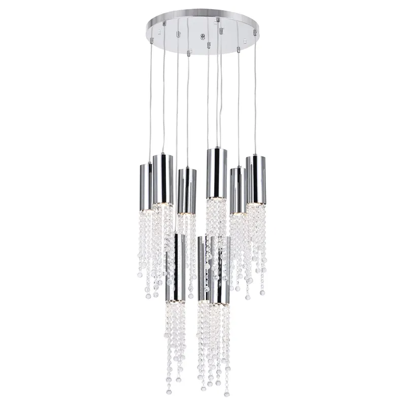 Extended 9 Light 20in Chrome Multi Light Pendant — CWI Lighting LED Pendant Lights  