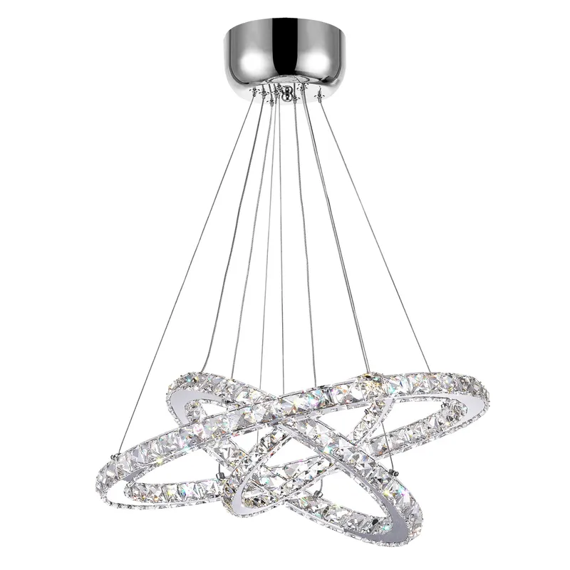 Ring Integrated LED 3-Ring 32in Chrome Chandelier — CWI Lighting LED Pendant Lights  
