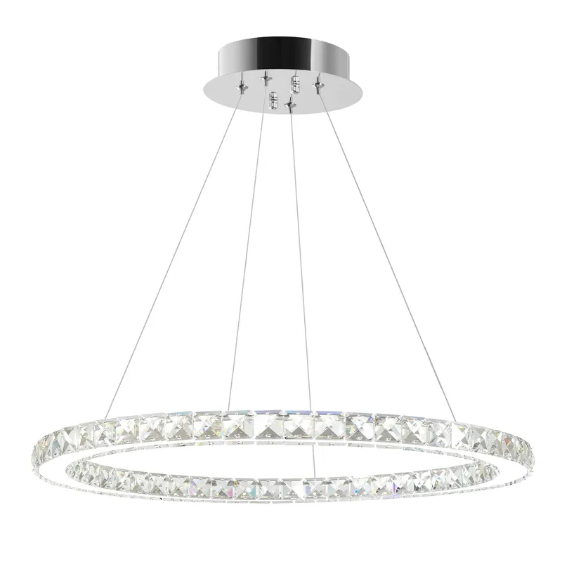 Ring Integrated LED 24in Chrome Chandelier — CWI Lighting LED Pendant Lights  