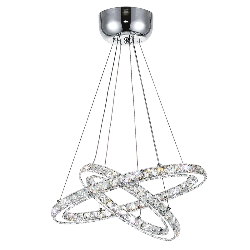 Ring Integrated LED 2-Ring 24in Chrome Chandelier — CWI Lighting LED Pendant Lights  